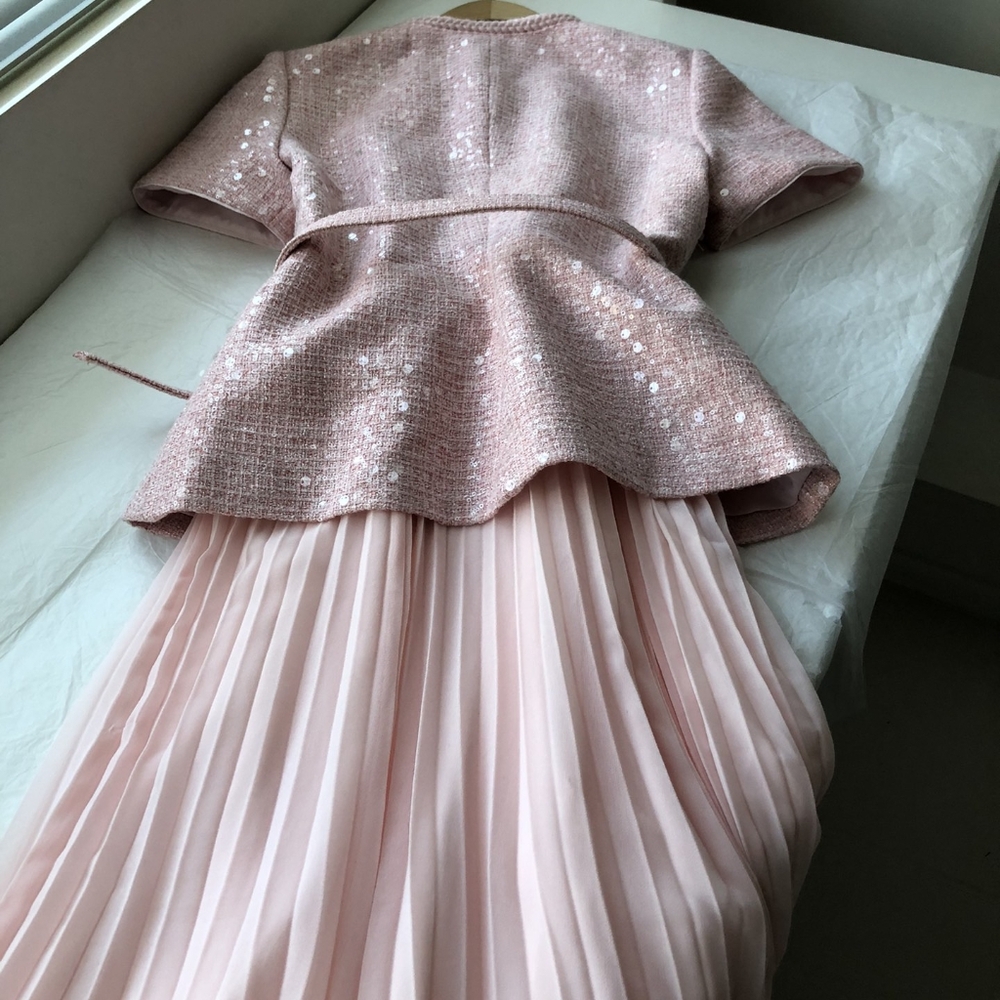 Self-Portrait Pink Boucle Midi Dress - Picture 9 of 13